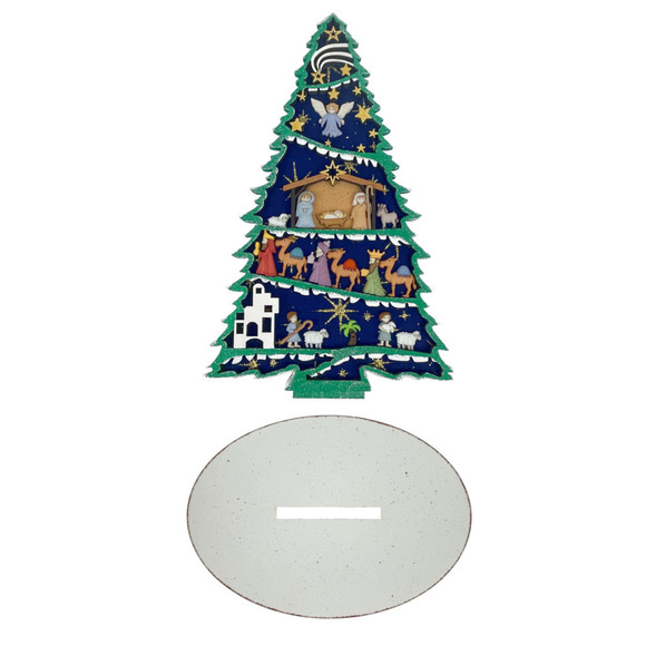 Handmade Wooden Felt Christmas Tree 11.5 H Nativity Buttons Holiday Gift… - Picture 4 of 12